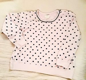 Kate Spade XL pink long aleeve top/sweatshirt with navy polka dots